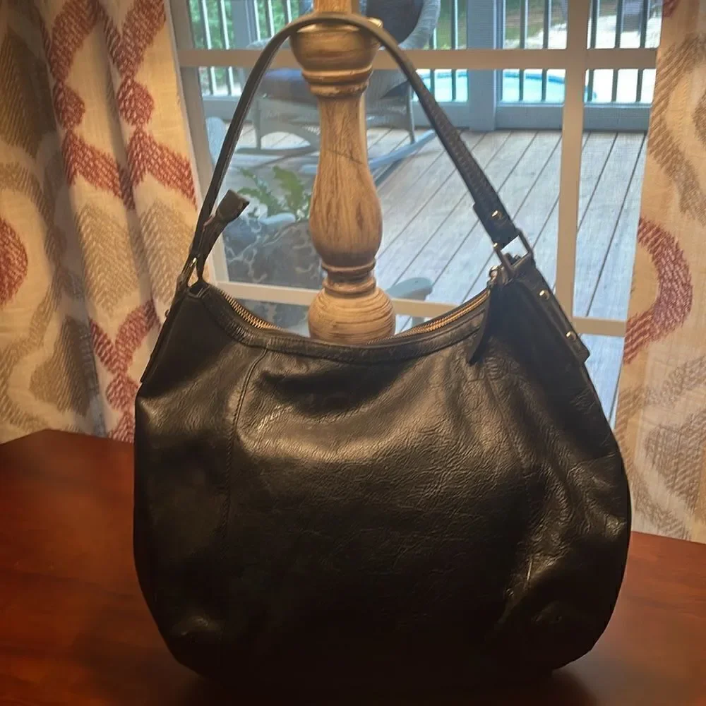 Kate Spade Womens Black Leather Large Classic Handbag Purse Polka dot Lined